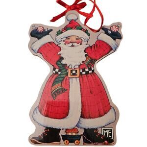 Mary Engelbreit ME Vintage Santa Claus Ornament Die Cut Wood 6" Christmas Decor